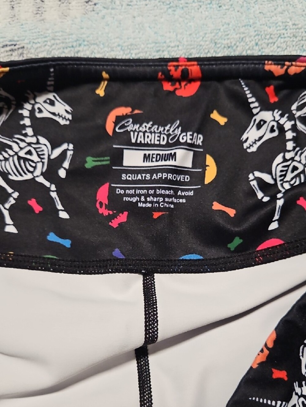 Constantly Varied Gear Black Leggings with Rainbow Skull & Skeleton Print - Picture 2 of 5